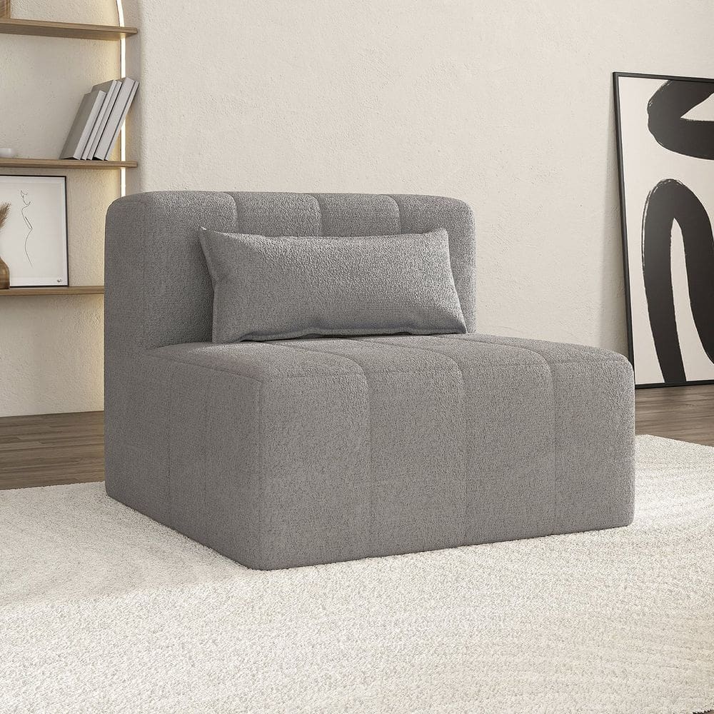 Poltrona Modular de Espuma Easybox Cabecasa Madeiramadeira Cinza Claro