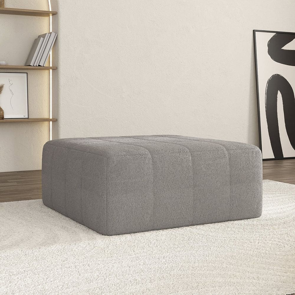 Puff Modular de Espuma Easybox Cabecasa Madeiramadeira Cinza Claro