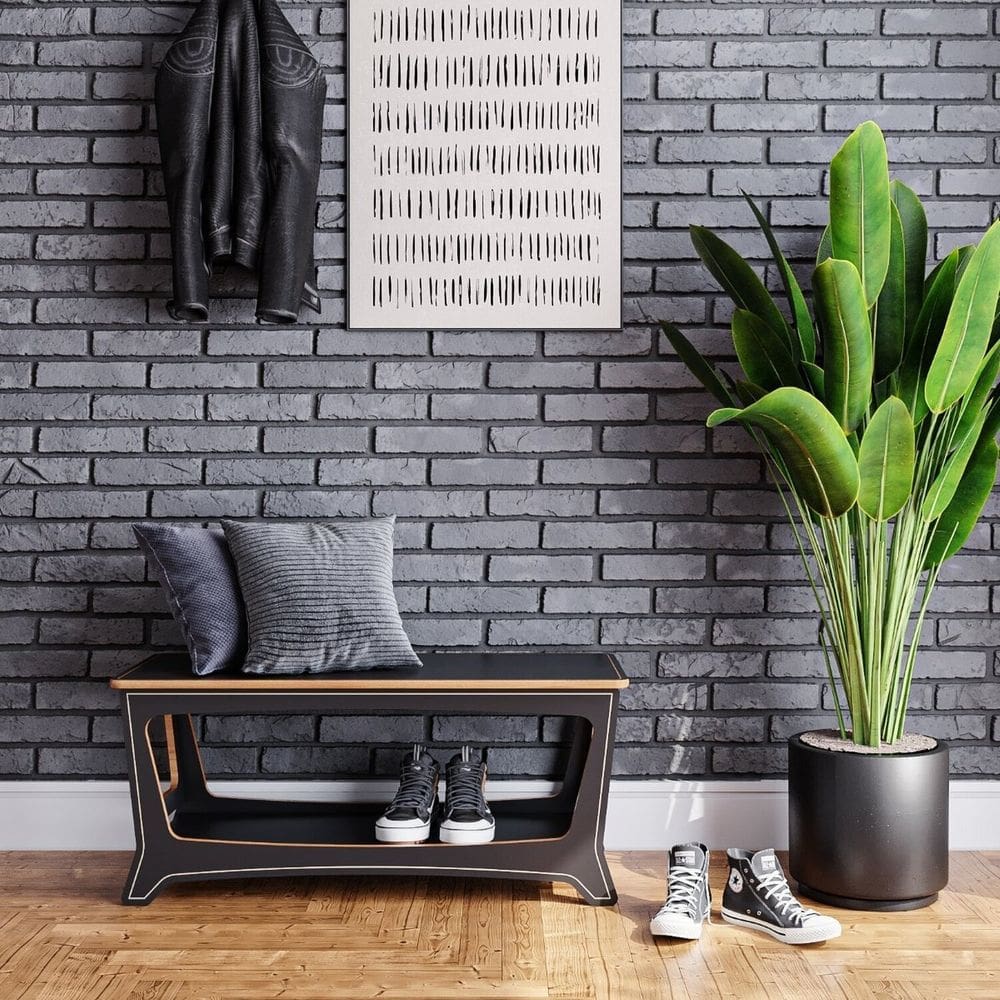 Sapateira para Quarto 100cm Chad 100% Mdf Preto