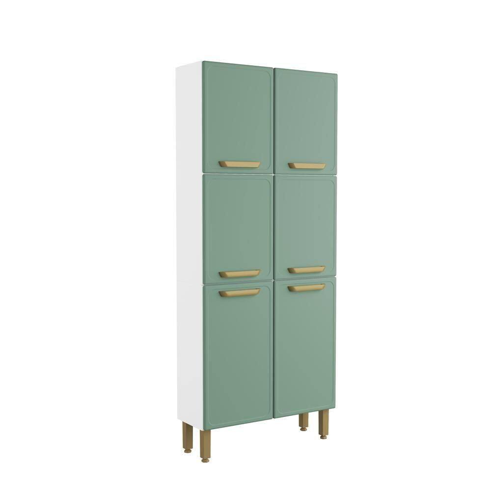 Armário Paneleiro De Aço 6 Portas Bella Bertolini Verde Branco