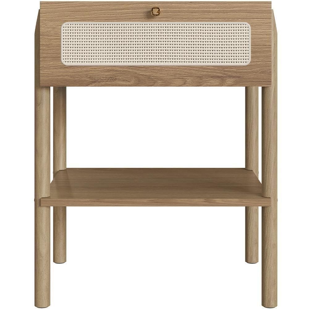 Mesa De Cabeceira 01 Gaveta Com Telinha Pés Madeira Moss A03 Hanover Roble