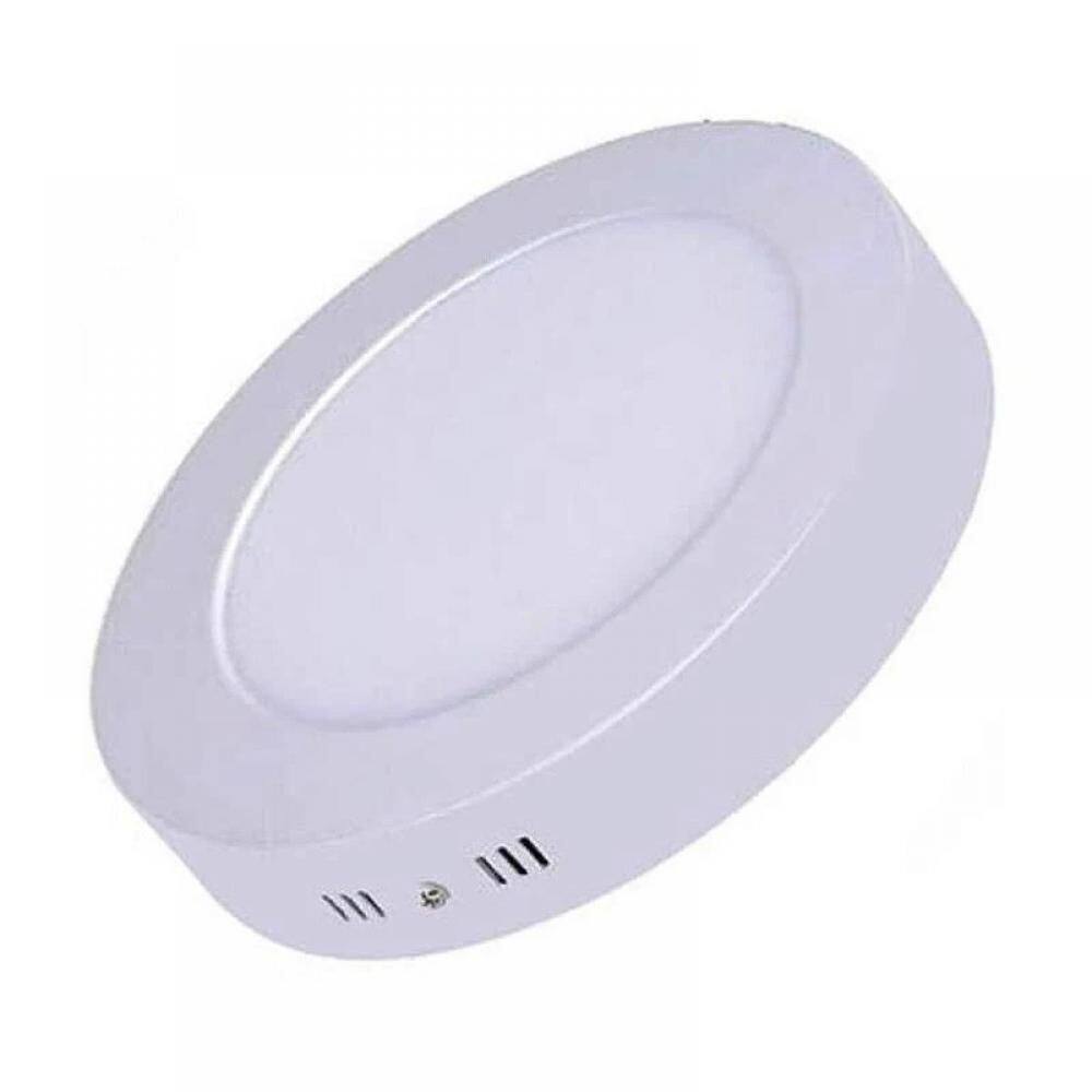Painel Led Eco Branco Sobrepor 12w Redondo 3000k 100-240v Black+decker