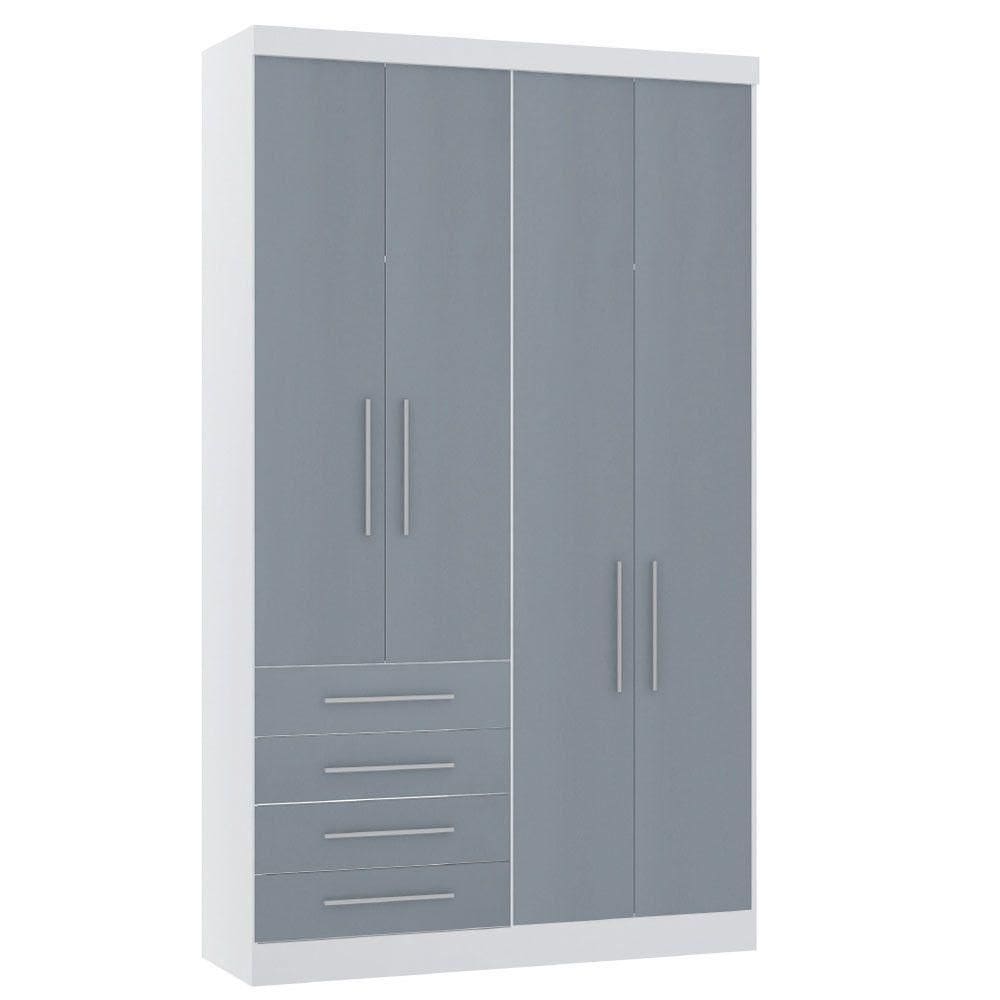 Guarda-roupa De Canto Diagonal 1 Porta Alpes Luciane Móveis Branco Com Grey Sky
