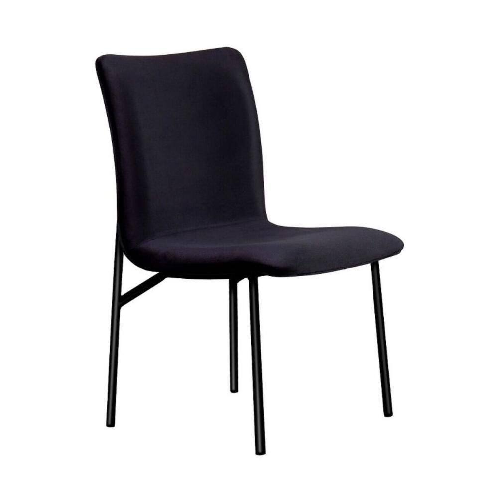 Cadeira De Jantar Estofada E Pés De Ferro Multimóveis Cr50096 Preto Preto