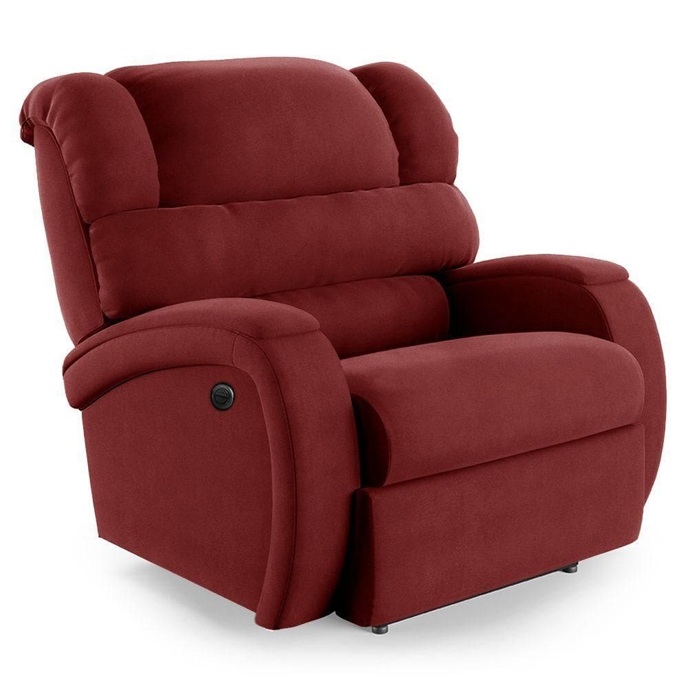 Poltrona Do Papai Reclinável Napoli Controle Power Elétrico Veludo Vermelho Fh1