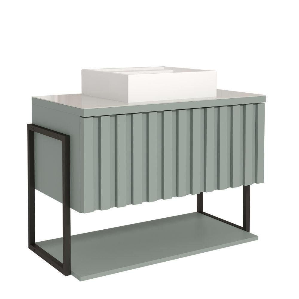 Gabinete Para Banheiro 80cm 100% Mdf Metalon 20x20 1 Porta Basculante Frisê Mgm Móveis Pistache Metalon Pistache