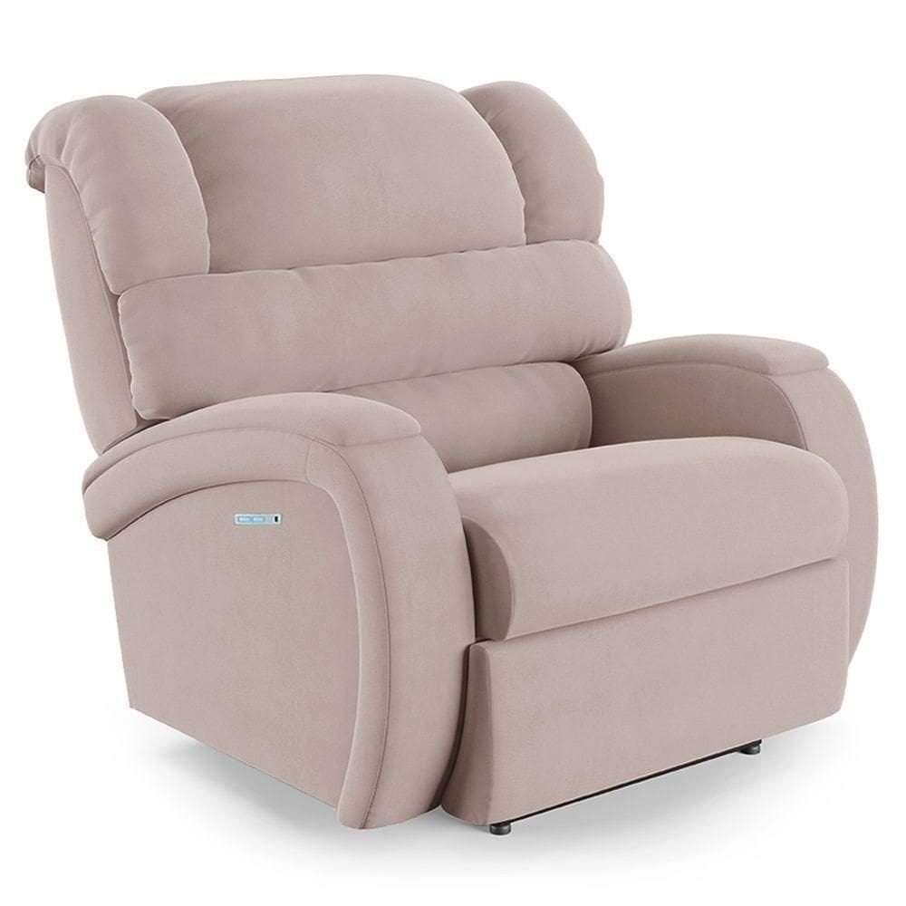 Poltrona Do Papai Reclinável Napoli Elétrica Botão Led Veludo Rosê Fh1