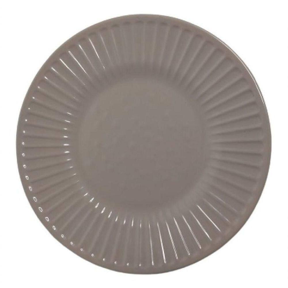 Prato Raso Refeição Melamina Plástico Cinza 25cm Yangzi