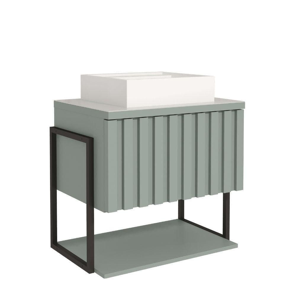 Gabinete Para Banheiro 60cm 100% Mdf Metalon 20x20 1 Porta Basculante Frisê Mgm Móveis Pistache Metalon Pistache
