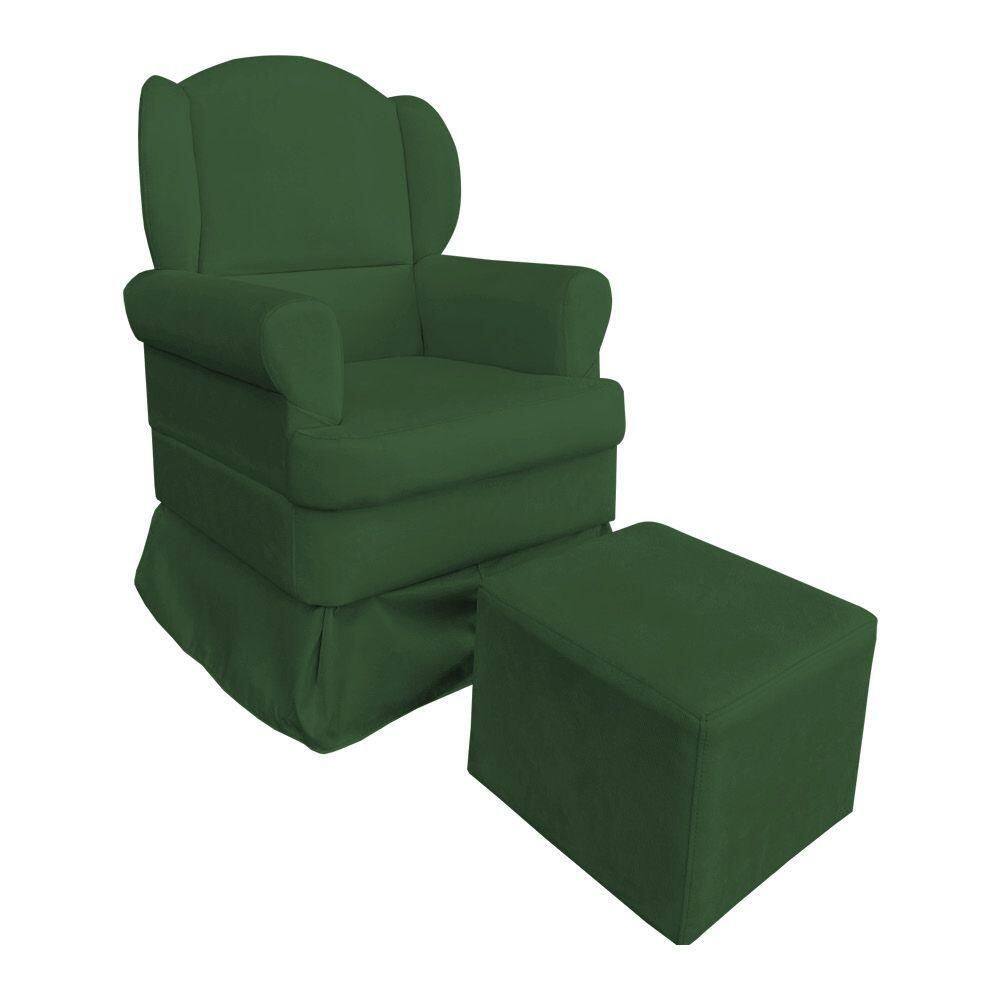 Poltrona De Amamentação Com Puff Serena Suede - Pallazio Cor Verde