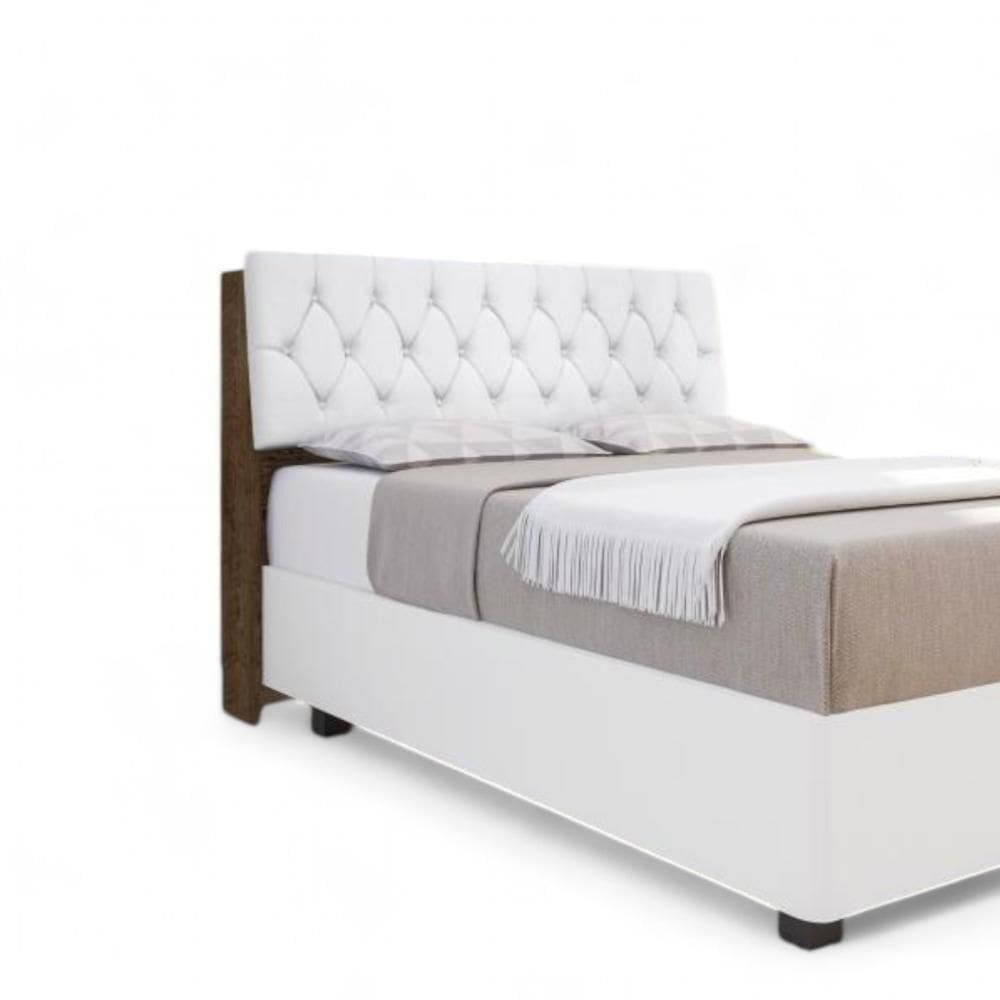 Cabeceira Estofada ísis Solteiro Malbec Com Capitonê Branco