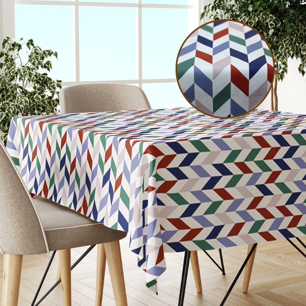 Toalha Mesa Plástica Térmica Chevron Vm 6 Lugares 1,80