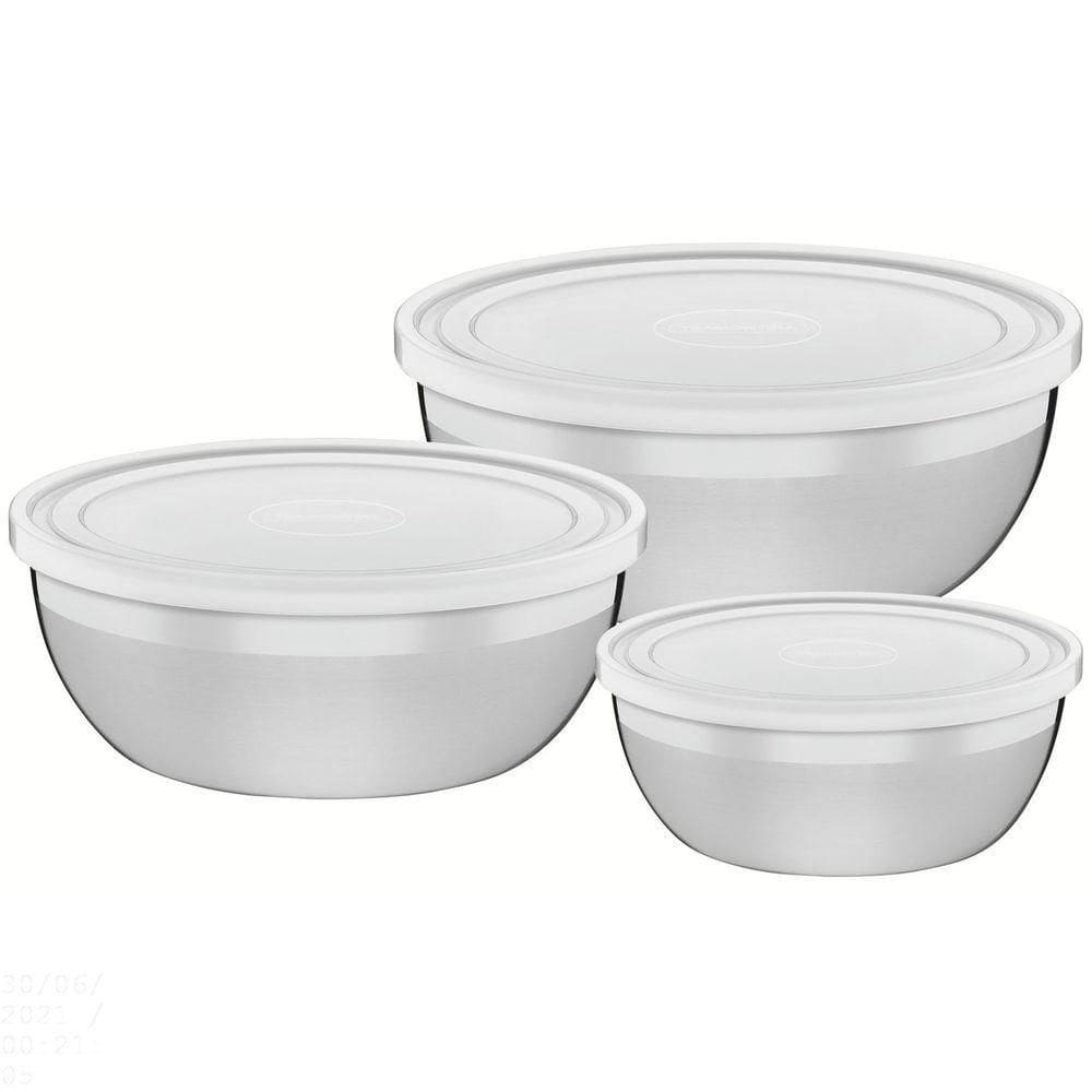 Jogo De Potes Em Aço Inox Com Tampa Plástica Tramontina Freezinox 3 Peças Tramontina
