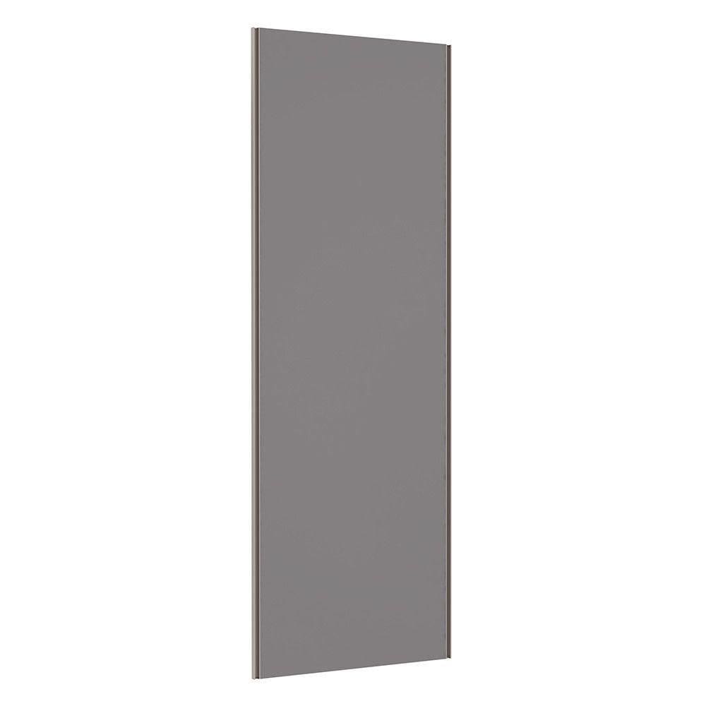 Porta De Correr 80cm Puxador Inox E Kit Ferragem Cinza Puro