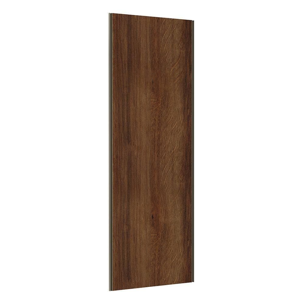 Porta 80cm Puxador Inox E Kit Ferragem Nogueira Dourado