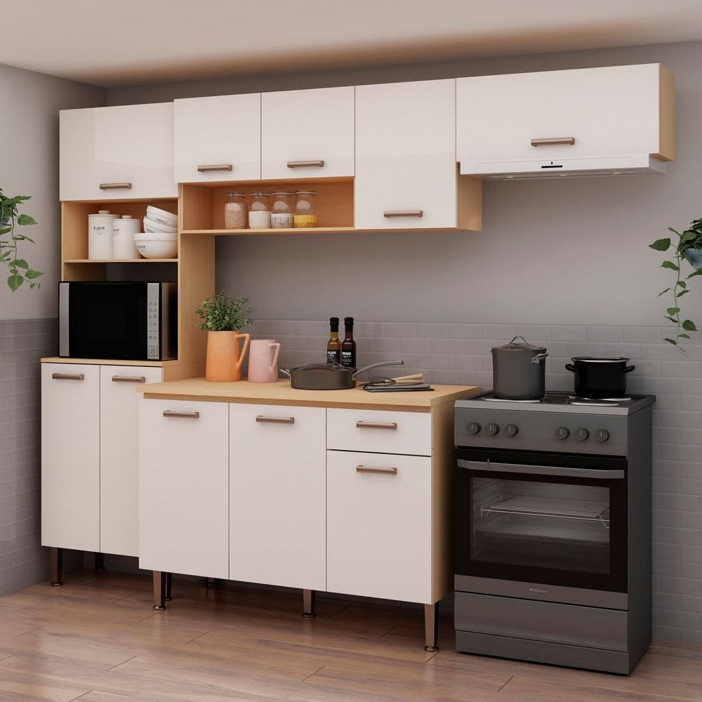 Cozinha Modulada Completa 4 Peças 100% Mdf Freijó