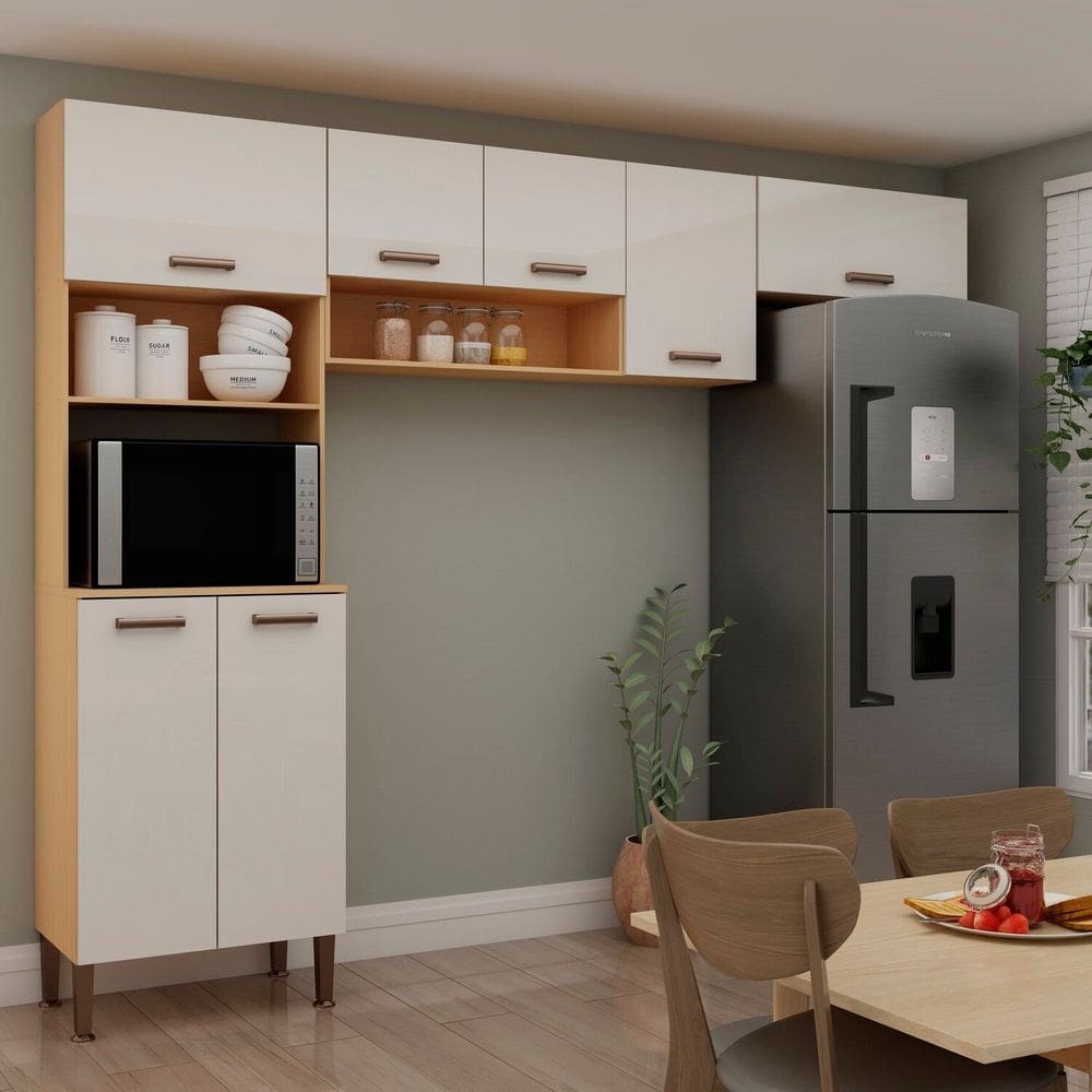 Cozinha Modulada 3 Peças 100% Mdf Freijo/White
