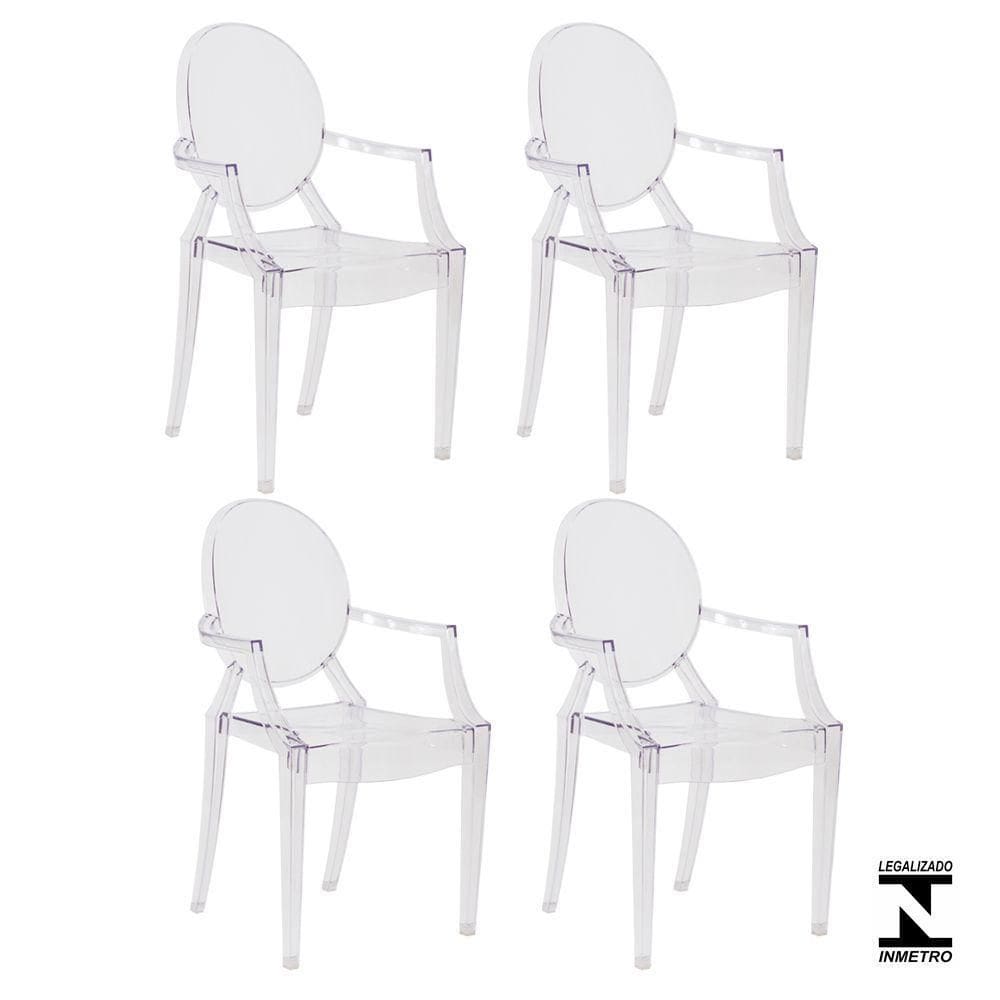 Kit 4 Cadeiras Louis Ghost Transparente Policarbonato