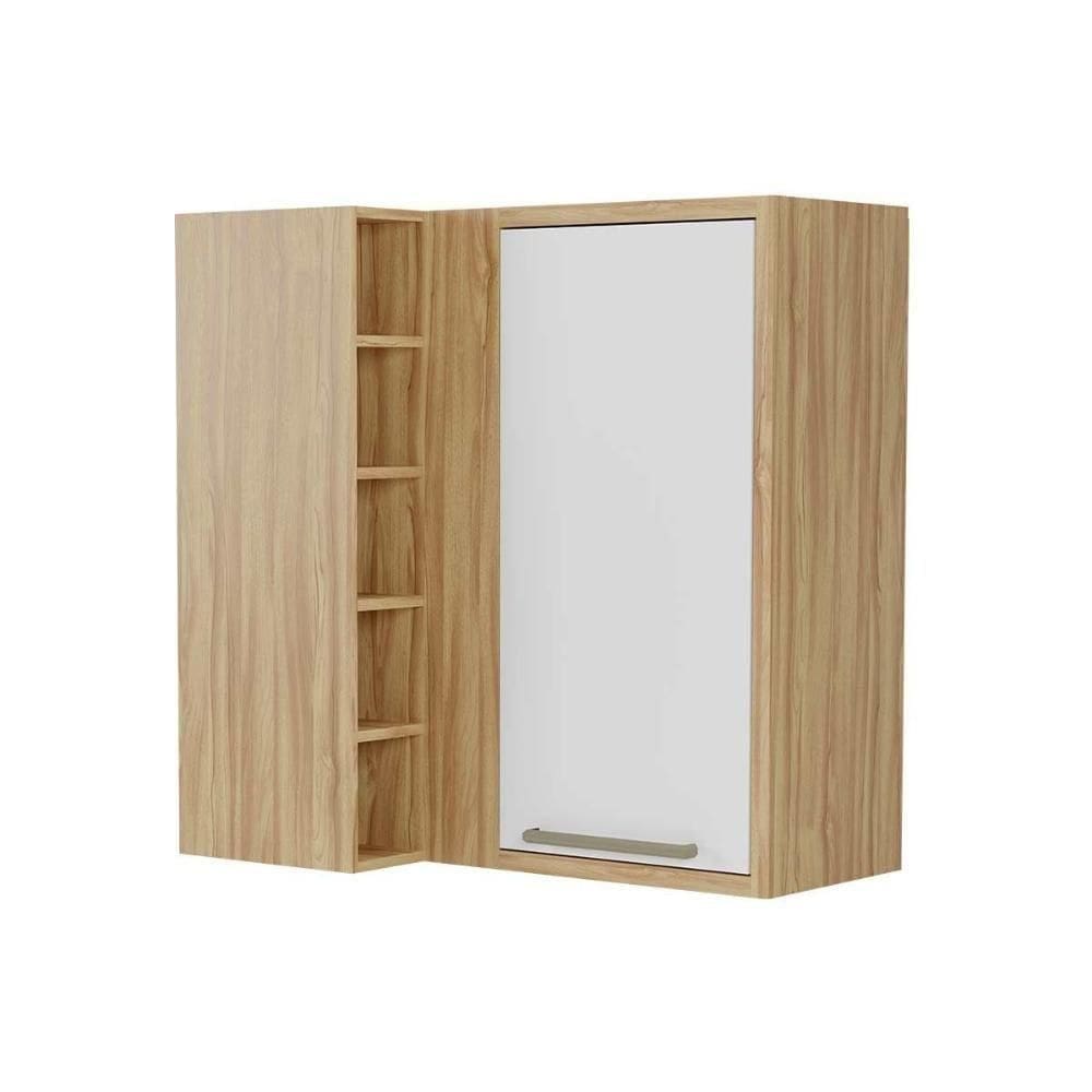 Armário Aéreo Cozinha Modulado Canto Syrah 1 Porta E 5 Nichos 88cm Amendoa/branco - Ronipa