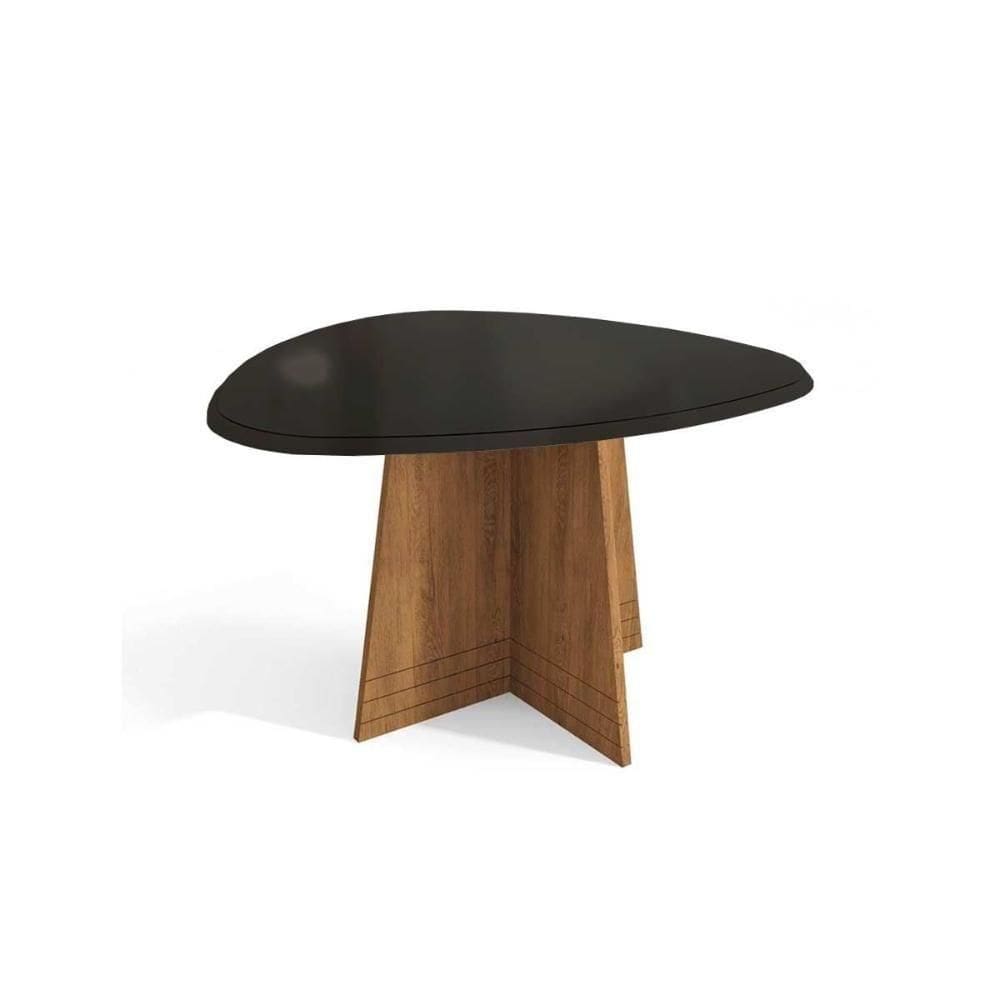 Mesa De Sala Jantar Lótus + Tampo Com Vidro 135x105cm Freijó preto Fosco