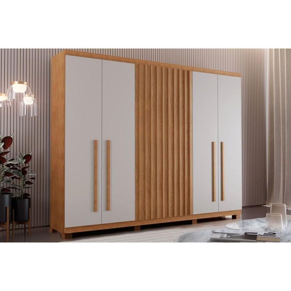 Guarda Roupa Casal 6 Portas E 4 Gavetas C- Pés Denver Naturale-off White Rufato