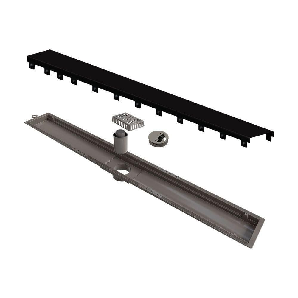 Ralo Linear Elleve Versatile 8934 75cm Saída Central Com Tampa Black Matte