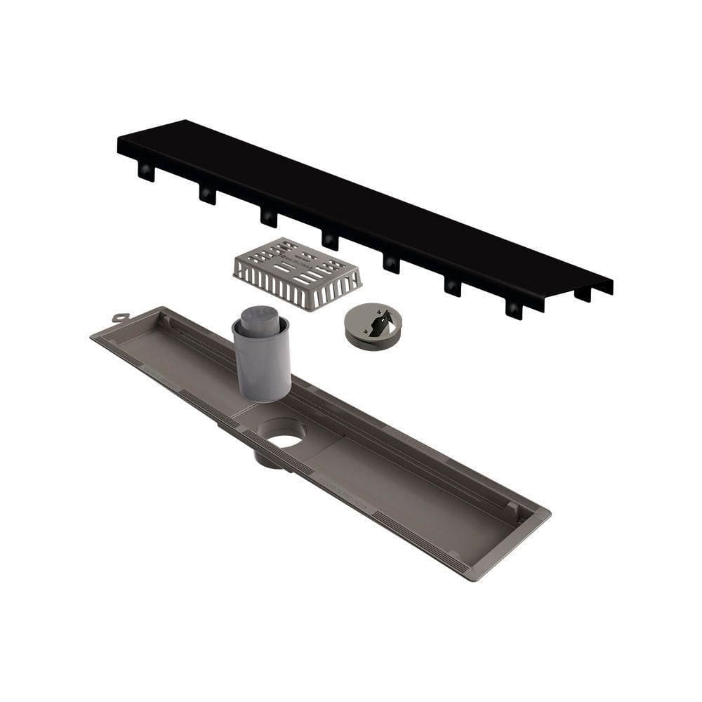 Ralo Linear Elleve Versatile 8930 50cm Saída Central Com Tampa Black Matte