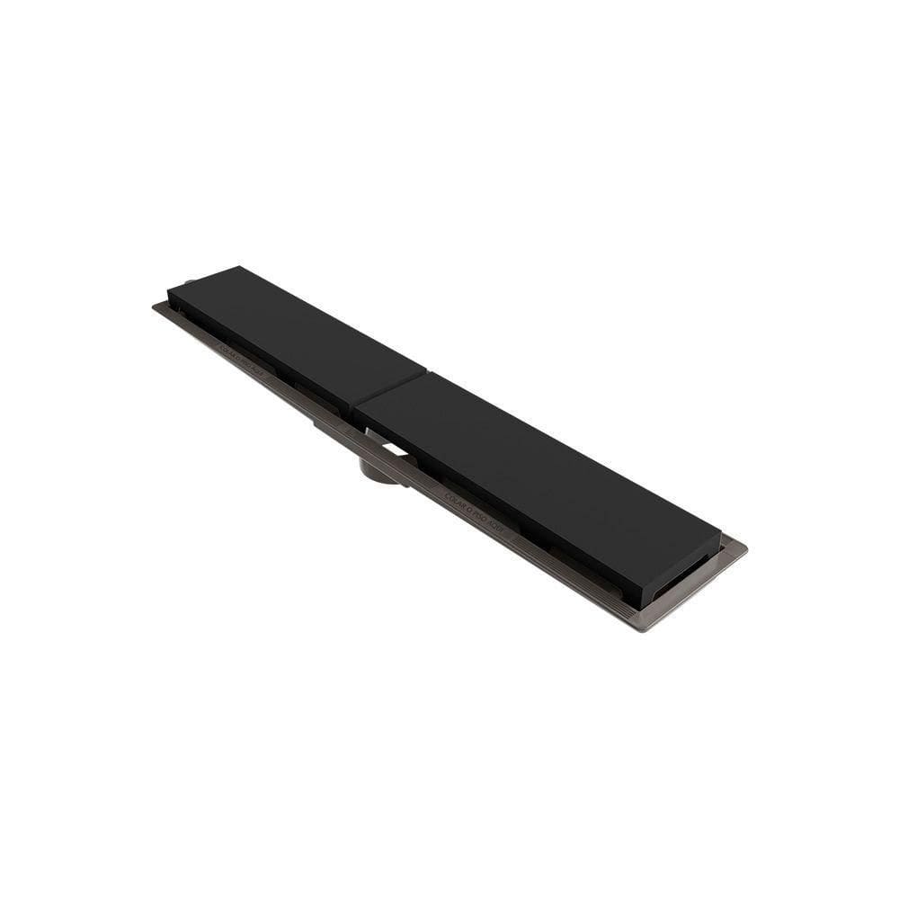 Ralo Linear Novii Sifonado 8891 50cm Saída Central Com Tampa Preta 8891