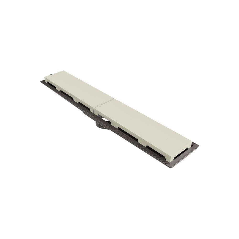 Ralo Linear Novii Sifonado 8890 50cm Saída Central Com Tampa Bege 8890