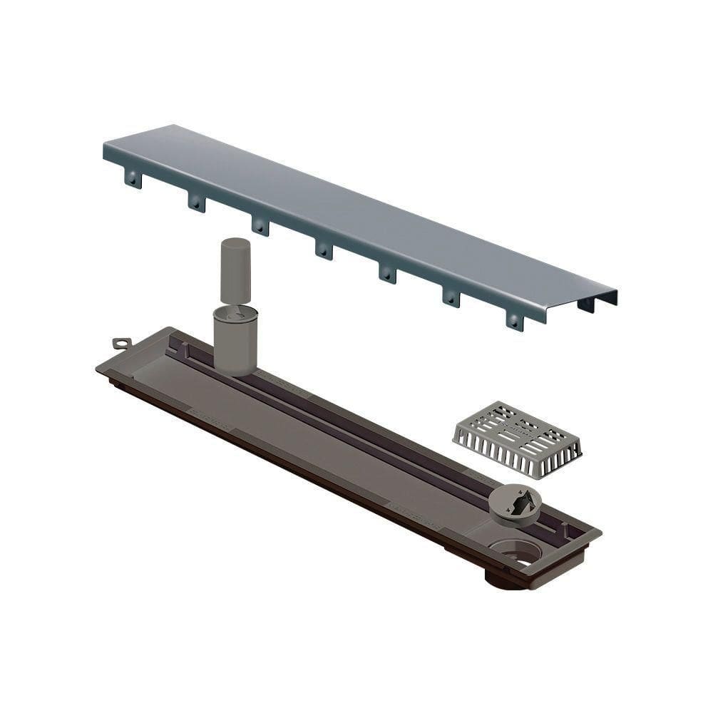 Ralo Linear Elleve Versatile 4252 50cm Saída Na Extremidade Com Tampa Inox Inox 4252