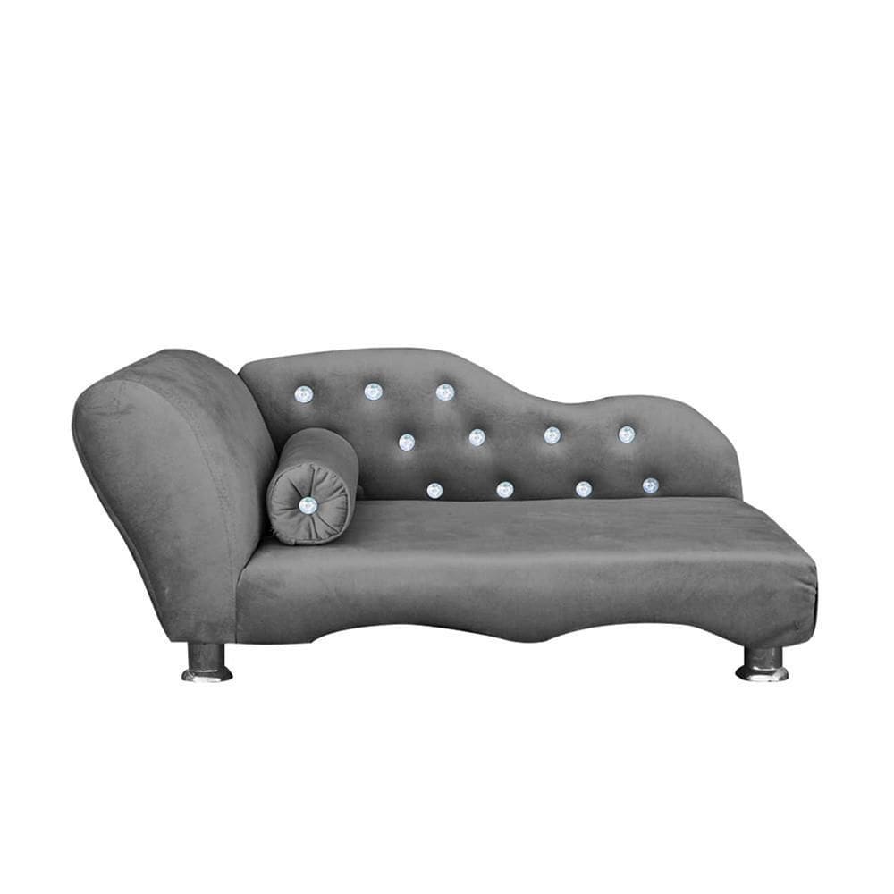 Cama Caminha Diva Pet Veludo Strass Cinza Dvinn Cinza