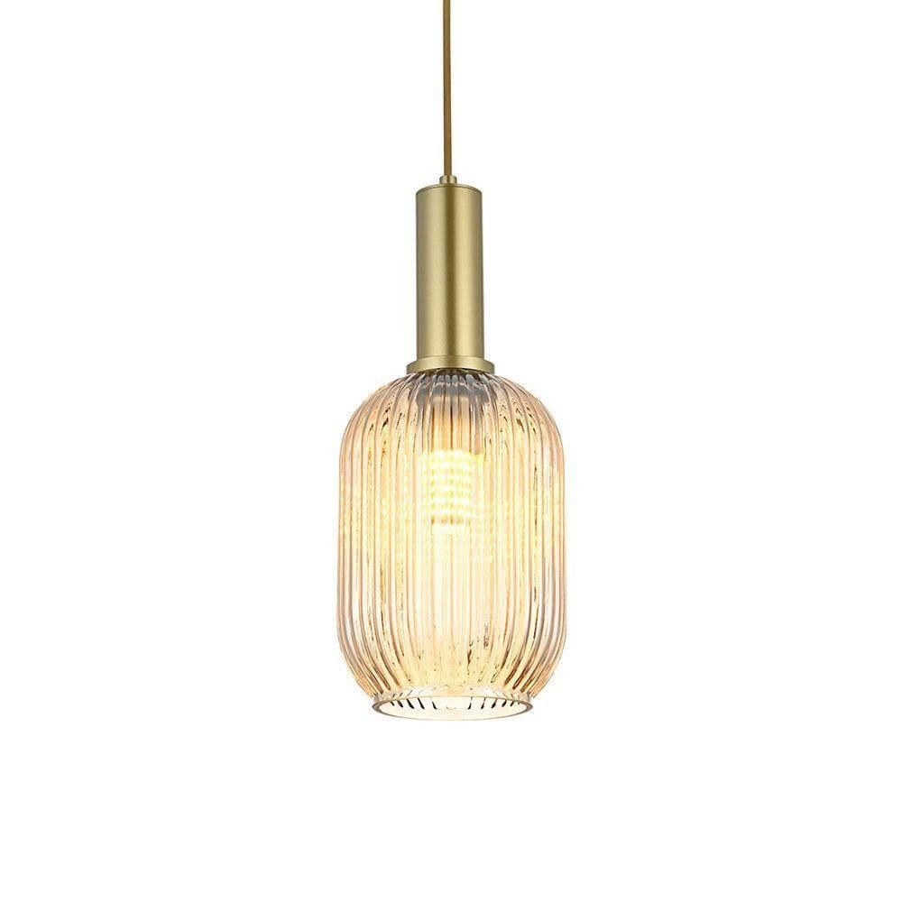 Lustre Pendente Nordecor Canne Lon 2913 Ouro Champagne E27 Bivolt