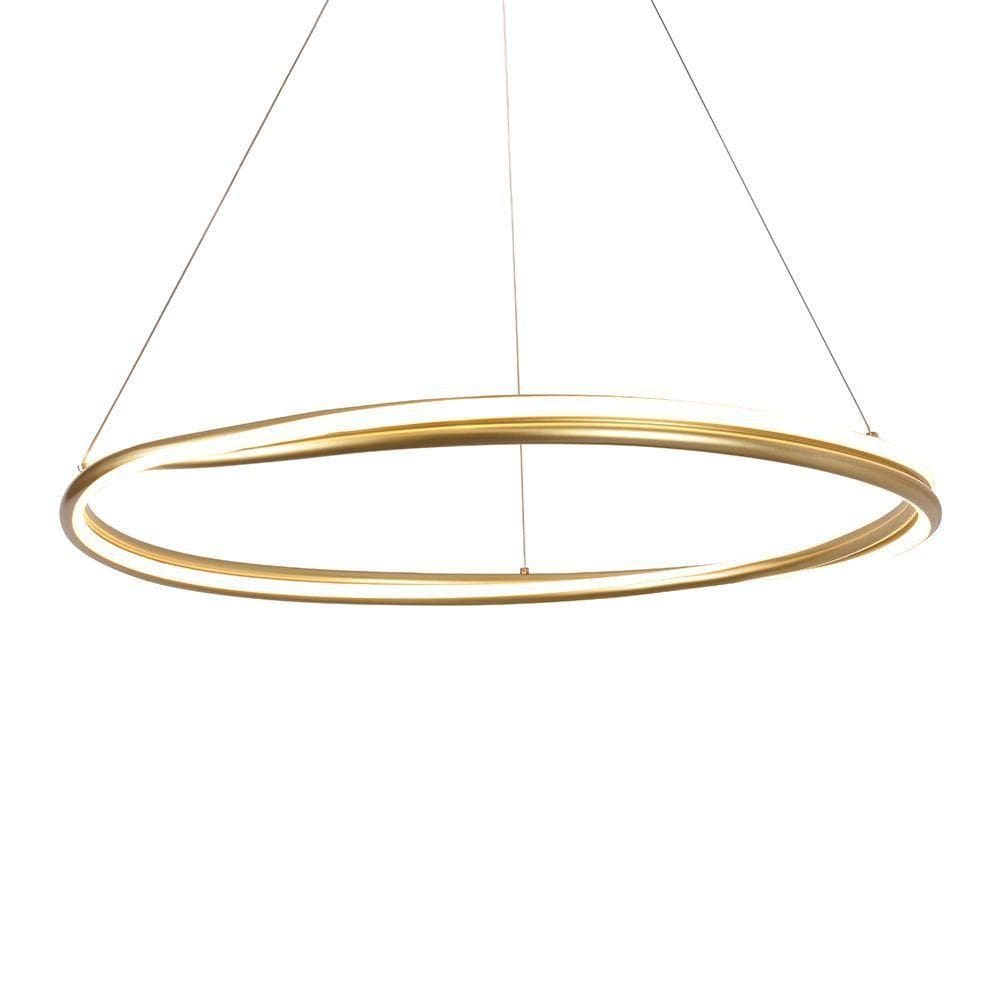 Lustre Pendente Nordecor Euni Odi 2872 80cm Dourado Fosco Led Bivolt