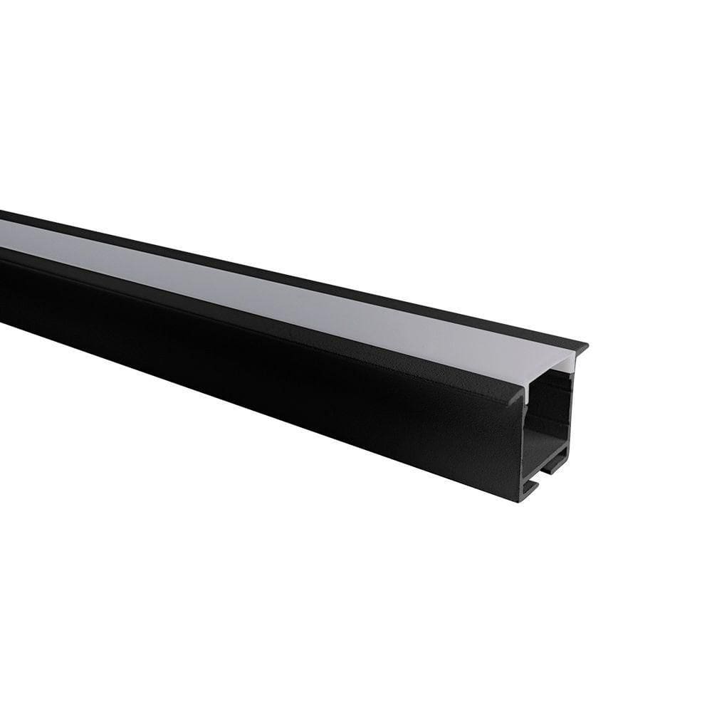 Perfil De Embutir Para Fita Led Blumenau Line Easy 36mm Com 2 Metros Preto Fosco