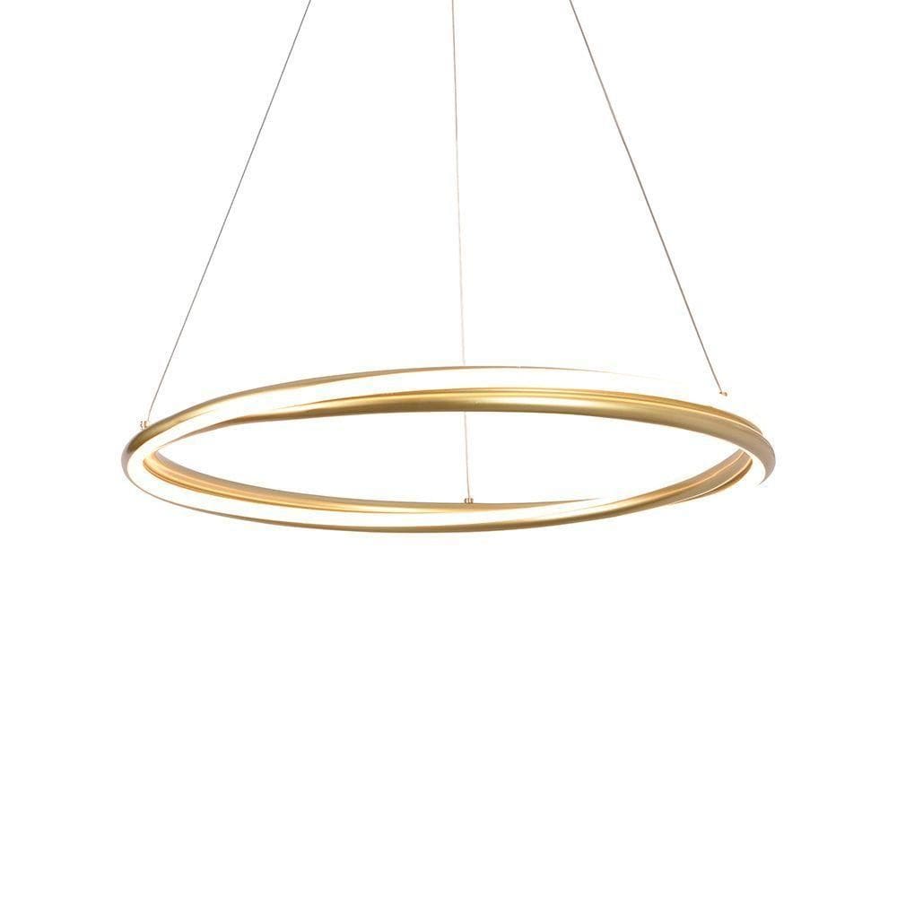 Lustre Pendente Nordecor Euni 2871 60cm Dourado Fosco Led Bivolt