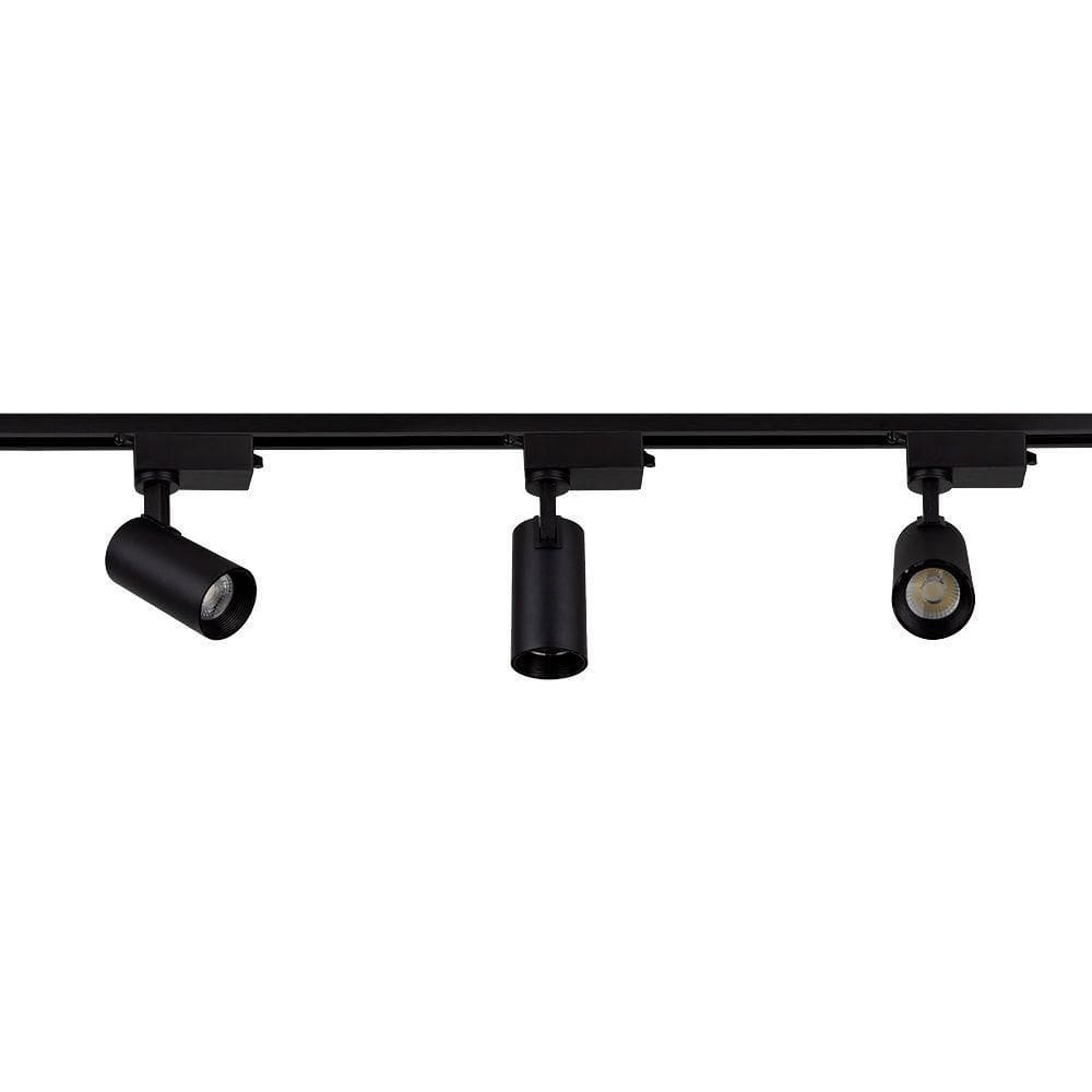 Trilho Eletrificado Com 3 Spots Led Up Blumenau 15w Bivolt Preto 6500k Luz Branca
