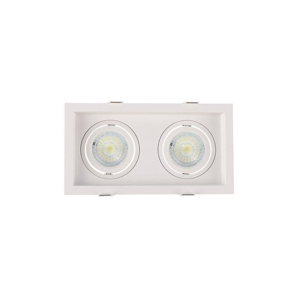 Spot De Embutir Recuado Nordecor Flea Duo Para 2 Lâmpadas Mr16 Gu10 Bivolt Branco 6331