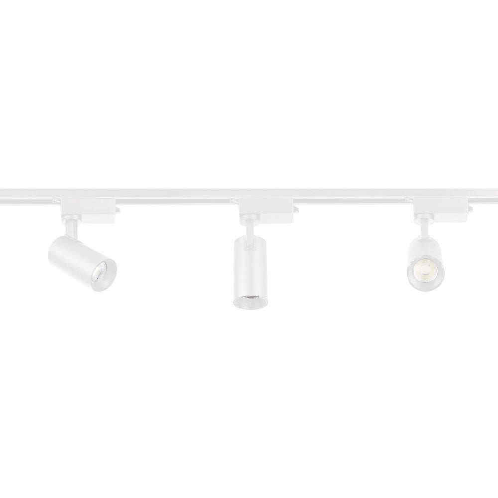 Trilho Eletrificado Com 3 Spots Led Up Blumenau 15w Bivolt Branco 3000k Luz Amarela