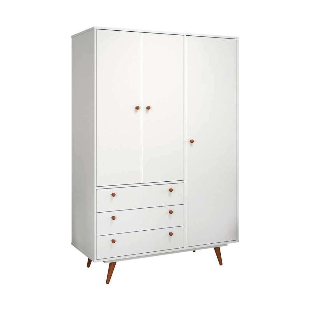 Guarda-Roupa Casal Retrô Plus 3 PT 3 GV Branco Acetinado