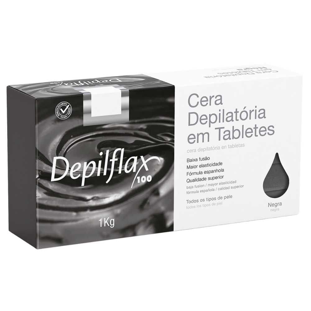 Cera Quente Depilatória Depilflax Negra 1Kg