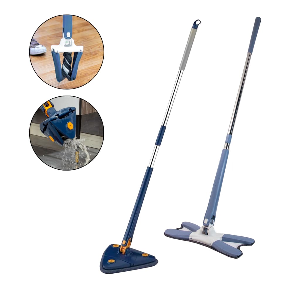 Kit Rodo Mop Esfregão Giratório + Mop Esfregão Triangular Lava e Seca Fasterr