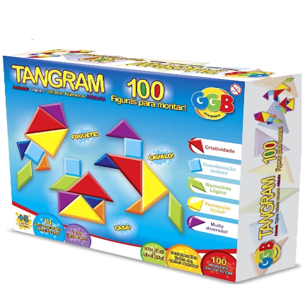 Brinquedo Educativo Pedagogico Tangram Colorido 14 Peças