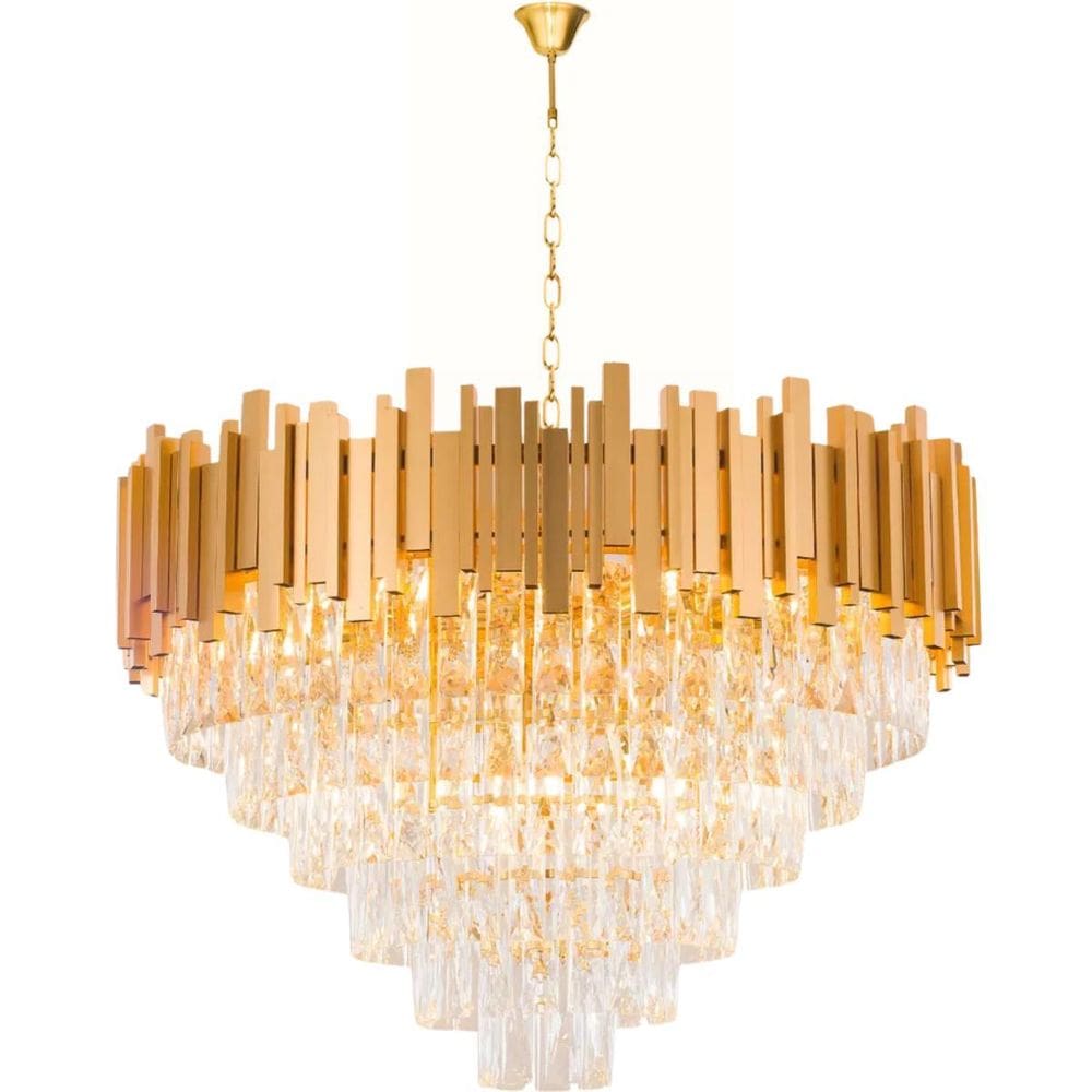 Lustre Pendente 100X80Cm Vana Gold 242 Cristais 15 E14