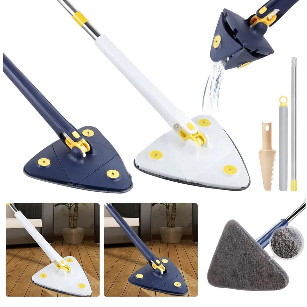 Rodo Triangular Giratório Com 2 Refil Azul Limpeza