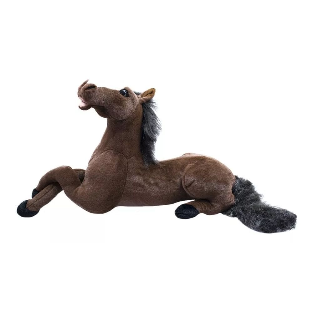 Cavalo Realista Marrom Claro Deitado 73cm - Pelúcia
