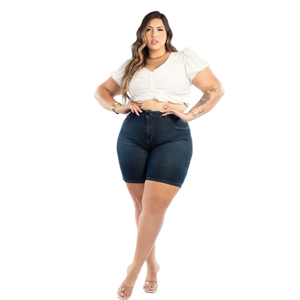 Bermuda Biotipo Jeans Feminina Plus Size