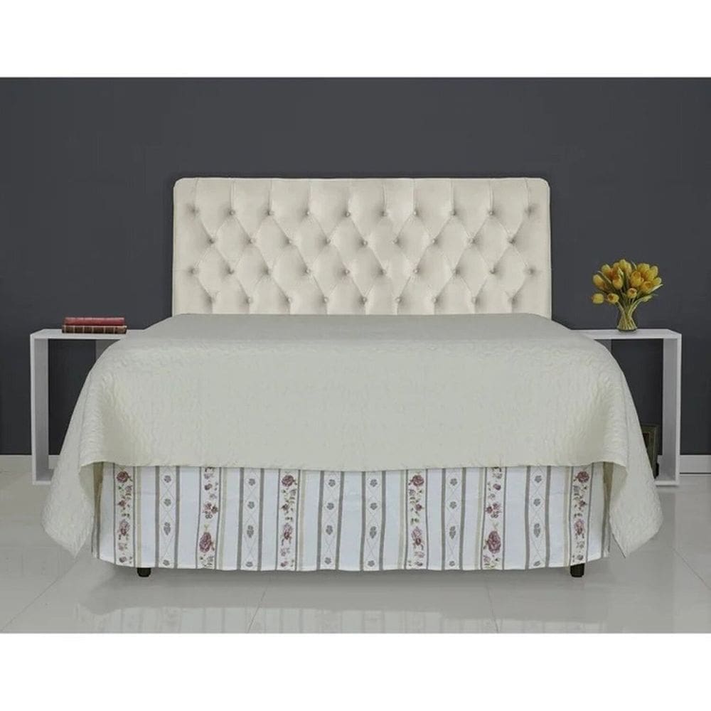 Cabeceira de Cama Box Casal 138cm Pádua Veludo Bege