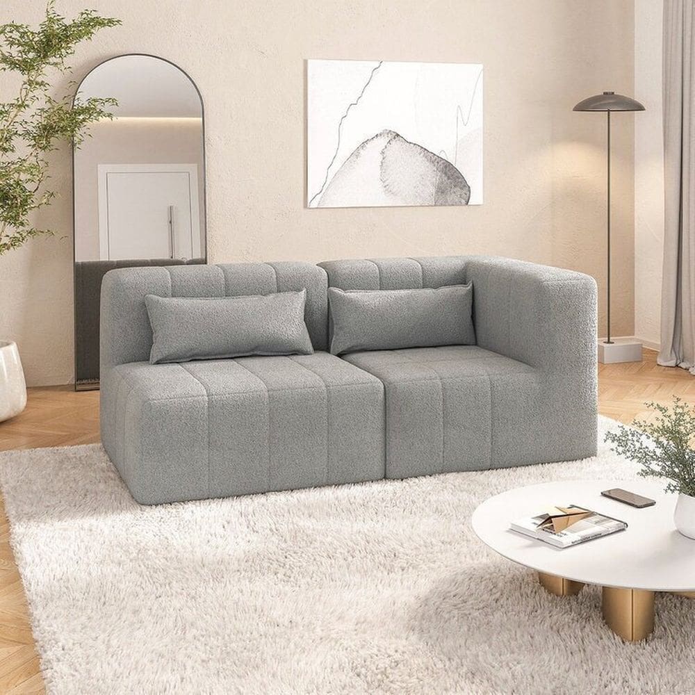 Sofá Modular de Canto 02 Módulos Easybox Cabecasa Madeiramadeira Cinza Claro