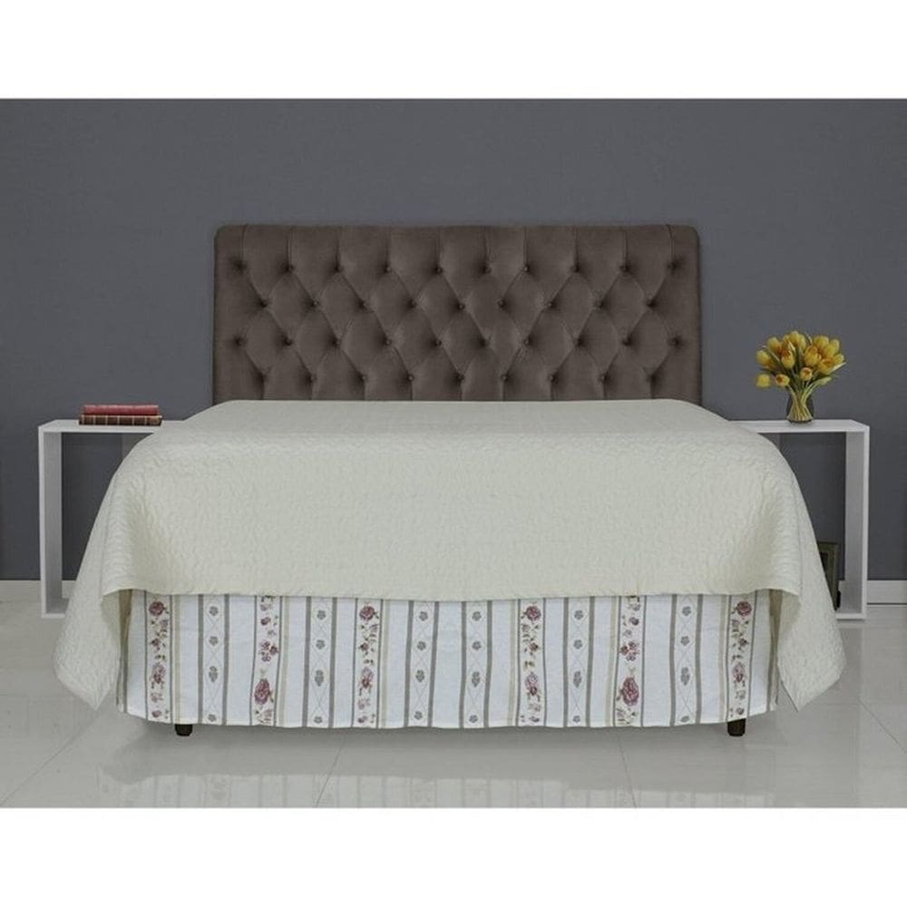 Cabeceira de Cama Box Casal Queen 158cm Pádua Couro Marrom