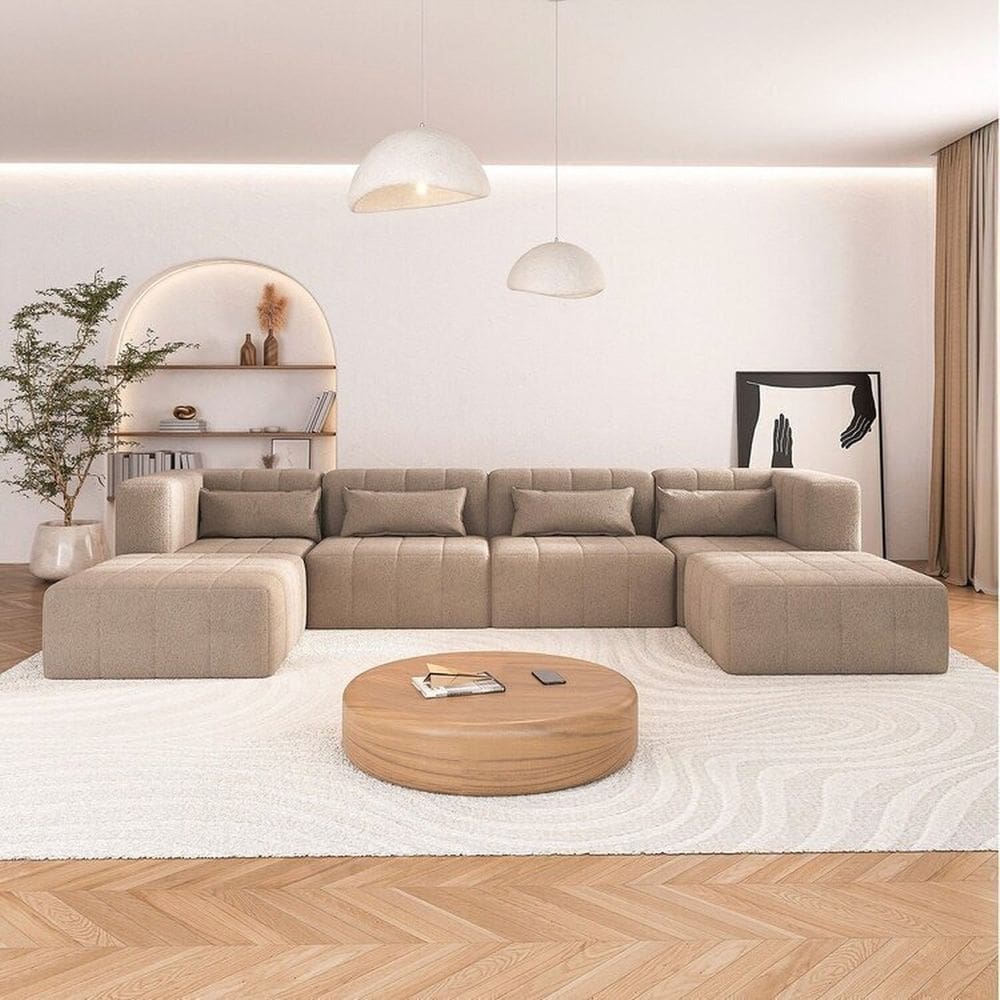 Sofá Modular 02 Cantos 02 Poltronas e 02 Puffs Easybox Cabecasa Madeiramadeira Taupe